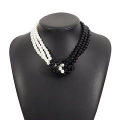 Layered beaded faux pearl necklace