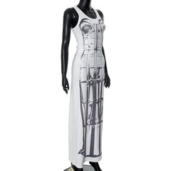 Sleeveless body print maxi dress