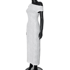 Ruched textured 2-way see through maxi dress