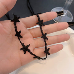 Star lace ribbon solid choker necklace