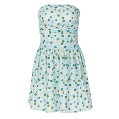 Flower print ruched tube mini dress