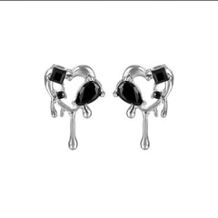 Heart rhinestone stud earrings
