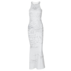 Sleeveless crewneck print maxi dress