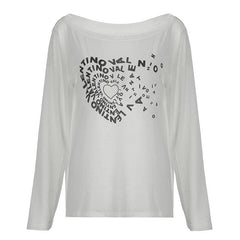 Long sleeve off shoulder letter print top