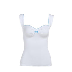 Ruched bowknot lace hem cami top