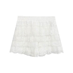 Lace ruffle solid short pant