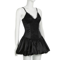 V neck lace hem cami mini dress