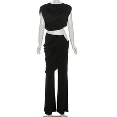 Cap sleeve ruched solid pant set