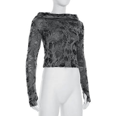 Hoodie long sleeve hollow out cut out top