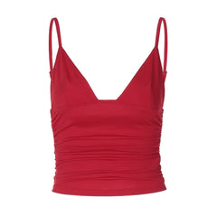 Ruched backless solid crop top