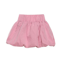 Ruched high rise solid bubble mini skirt