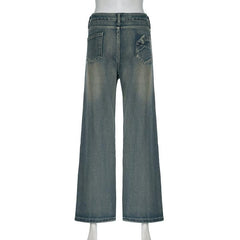 Straight leg button low rise jeans