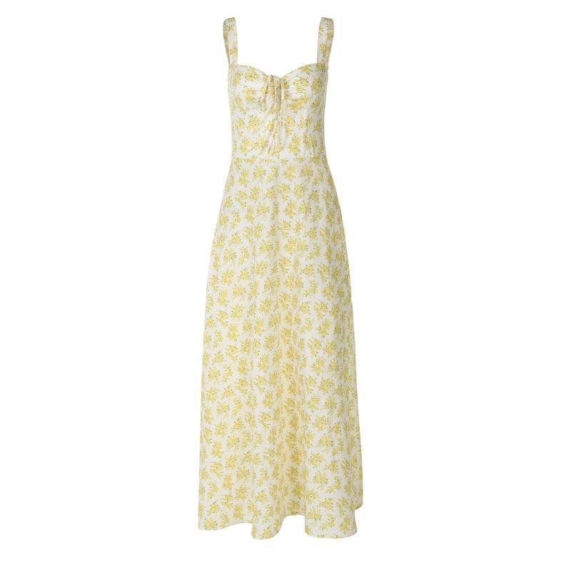 Self tie flower print cami maxi dress