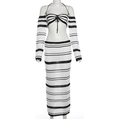 Long sleeve knitted maxi skirt set