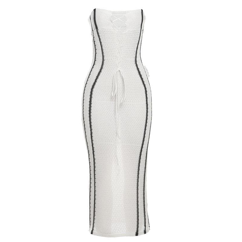 Knitted cross front tube maxi dress-final-sale