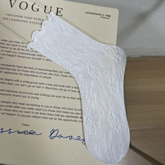 Ruffle hollow out lace solid socks
