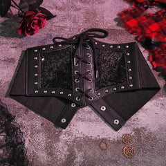 Rivet lace up glitter button corset