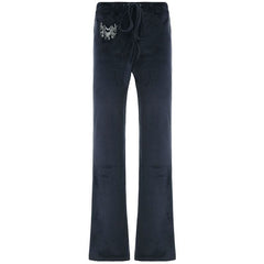 Velvet beaded self tie low rise pant