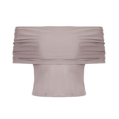 Short sleeve cowl neck ruched solid 2-way top