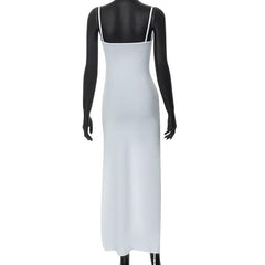 Solid irregular hollow out mesh backless cami cut out mini dress-final-sale