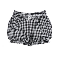 Plaid print bowknot short pant