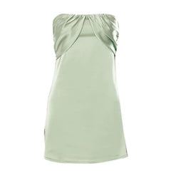 Patchwork slit ruched backless sleeveless tube mini dress-final-sale