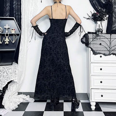 U neck cross print backless solid cami maxi dress