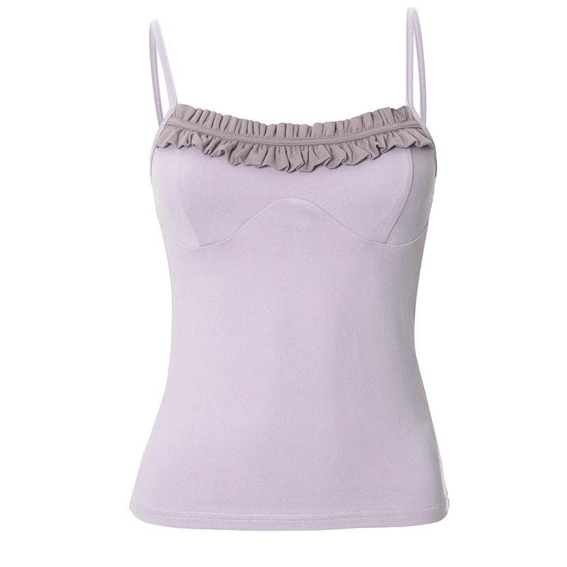 U neck ruffle ruched cami top