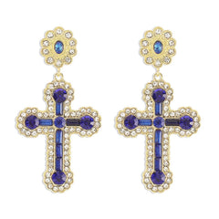 Rhinestone cross decor stud earrings