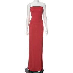 Ribbed backless tube maxi dress