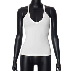 V neck ribbed sleeveless solid tank top