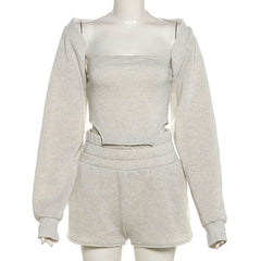 Long sleeve shrug short pant set