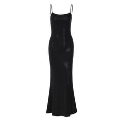 U neck polka dot cami maxi dress