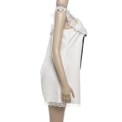 Lace hem bowknot backless mini dress