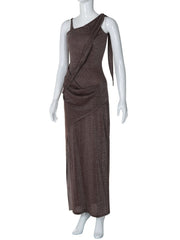 Glitter one shoulder slit cami maxi dress