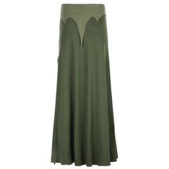 Patchwork slit stitch maxi skirt
