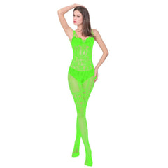 Lace fishnet strappy open crotch cami bodystocking