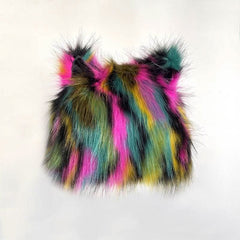 Fluffy contrast Cat ears applique cap