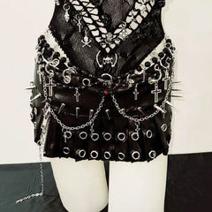 Halter hollow out beaded zip-up top