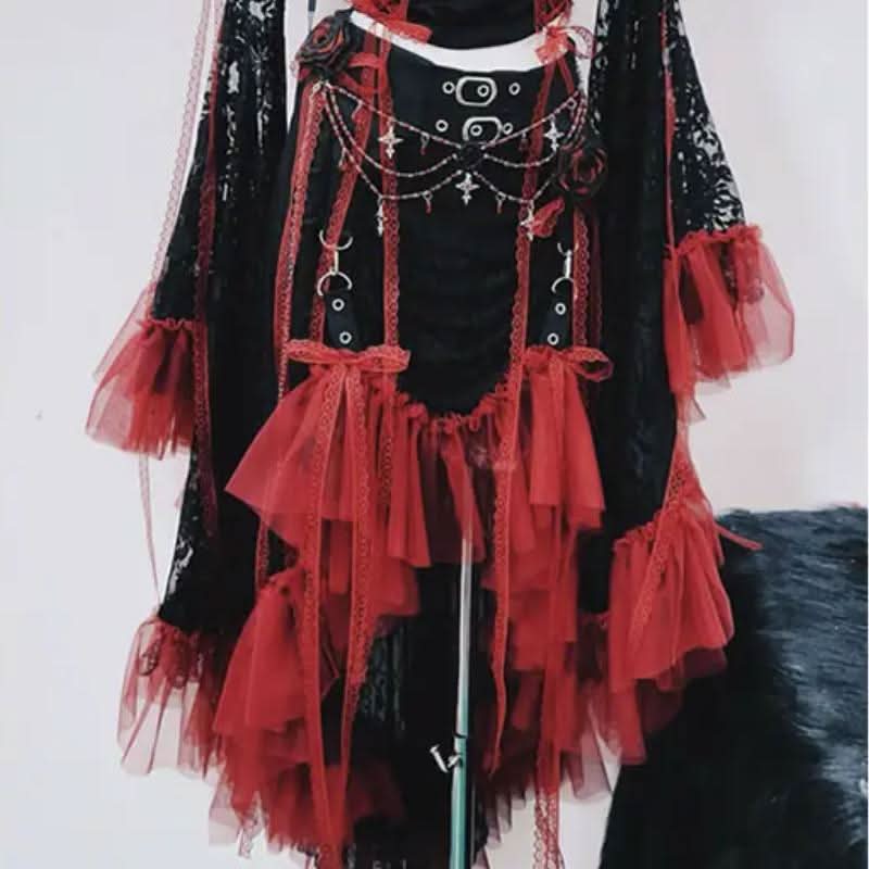 Long sleeve beaded flower applique ruffle top