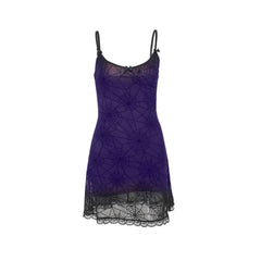 U neck bowknot spider web cami mini dress