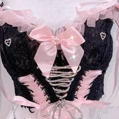 Bowknot ribbon self tie v neck cami top