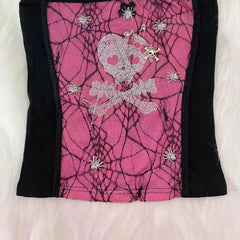 Spider web skull beaded cami top