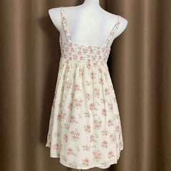 Flower print adjustable o ring zip-up cami mini dress