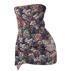Flower print zip-up button tube mini dress