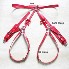 PU leather bowknot decor o ring garter belt